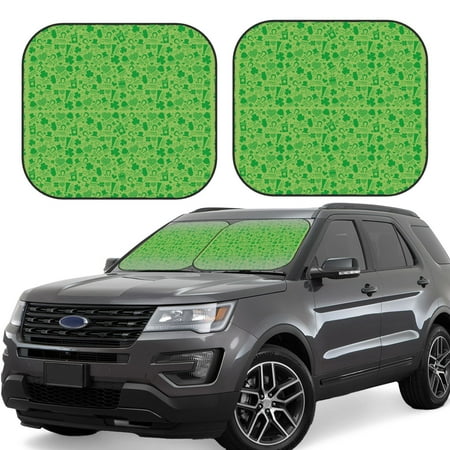 Hirioo St Patrick s Day for 2PCS Windshield Sun Shade Foldable | Front Windshield Shade for Sun Heat and UV Rays-Small
