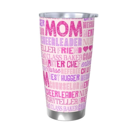 

Fuzoiu Best Mom ever Print 20oz Tumbler Stainless Steel Vacuum Insulated Car Cup Insulated Coffee Mug Travel Mug with Lid Thermal Cup for Outdoor-Without Straw