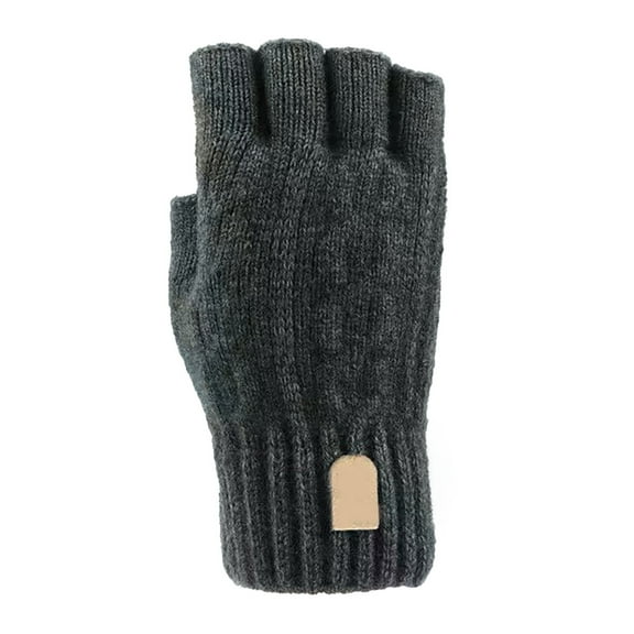 AWZXDE Half Finger Warm Knit Gloves Thickened Ideal for Both Men and Women for Autumn and Winter Open Finger Design Dark Gray,One Size