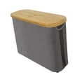 thumbnail image 4 of Cesta para papel higiénico, organizador de papel higiénico con tapa de bambú, diseño minimalista. gris, 4 of 9