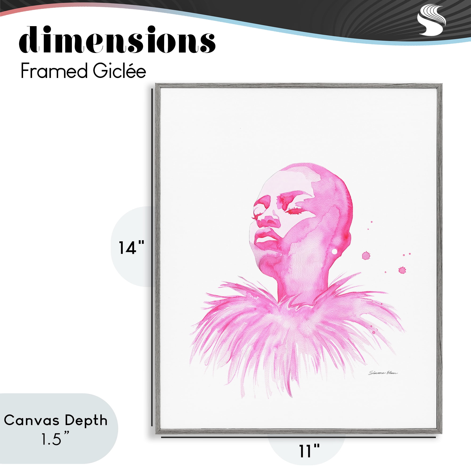 Stupell Industries In A Pink Mood Portrait Gray Framed Giclee Art, design by Simone Elum