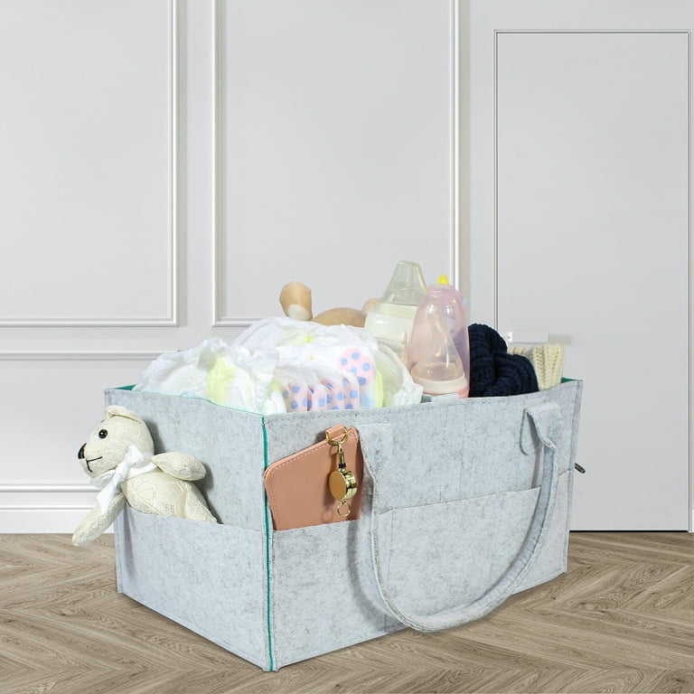 Baby Diaper Caddy Organizer Large Organizer Tote Basket for Boys or Girls  Wonderful Baby Shower Gift Mint Color Size 15 X 10 X 7 