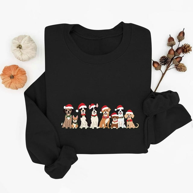 BEFOKA Chandails en Molleton Hauts pour Femmes, T-Shirts & Blouses Manches Longues Chemises de Noël pour Femmes Col Rond Imprimé de Noël Dessin Animé Extérieur Haut Blouse T-Shirts Imprimé Graphique de Noël T Shirt