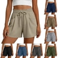 thumbnail image 1 of Sentmoon High Waisted Shorts Drawstring High Waist Beach Shorts Breathable Solid Color Regular Fit Summer Shorts with Pockets Streetwear for Work and Weekend S-3XL, 1 of 6