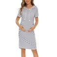 thumbnail image 3 of Women's Maternity Hoodie Dress Short Sleeve Split Ruched Pregnancy Clothes, 3 of 6