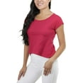 thumbnail image 3 of ToBeInStyle Women's Sheer Asymmetric Scoopneck T-Shirt, 3 of 4