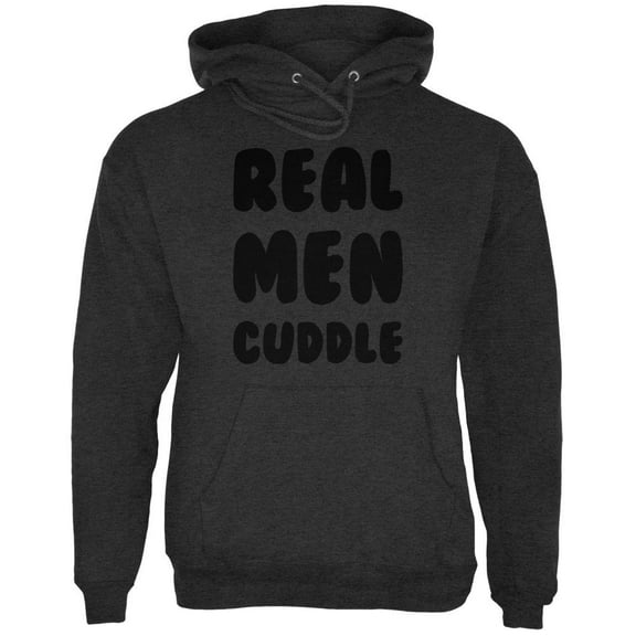 Valentine's Day Real Men Cuddle Charcoal Heather Adult Hoodie - Medium