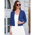 thumbnail image 5 of Chiclily Women's Long Sleeve Cropped Cardigans Sweaters Open Front Knit Short Shrugs for Dresses, Royal Blue L, 5 of 6