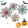 thumbnail image 3 of Deago 4Pcs 3 inch Glittered Halloween Decorations Spider Ornaments on Web for Door/Window/ Wall, Indoor/Outdoor use Party Decorations Supplies Hanging Ornaments (Red), 3 of 10