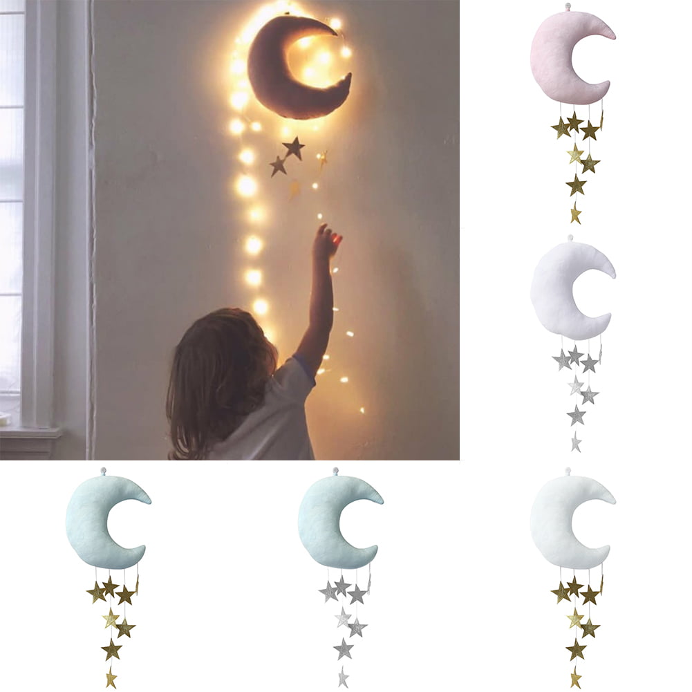 AU_ Wall Backdrop Children Room Hanging Moon Stars Stuffed Decor Baby Bedroom Tr