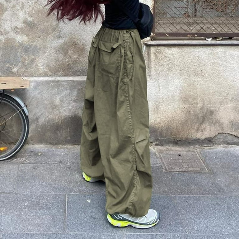 DanceeMangoos Women's Low Waist Parachute Pants Y2K Baggy Streetwear Cargo  Sweatpants Joggers 