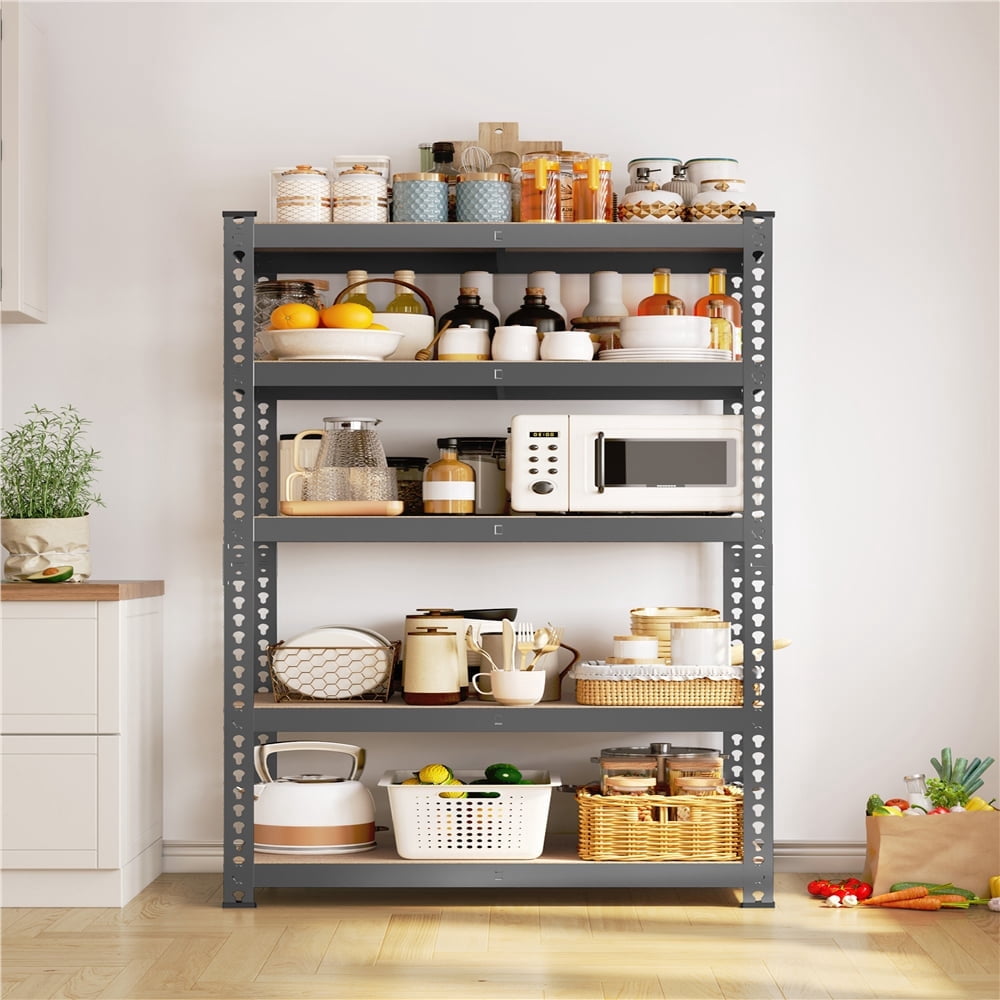Yaheetech 5 Tiers Boltless Storage Shelf Goods Rack for Home Warehouse, Dark Gray