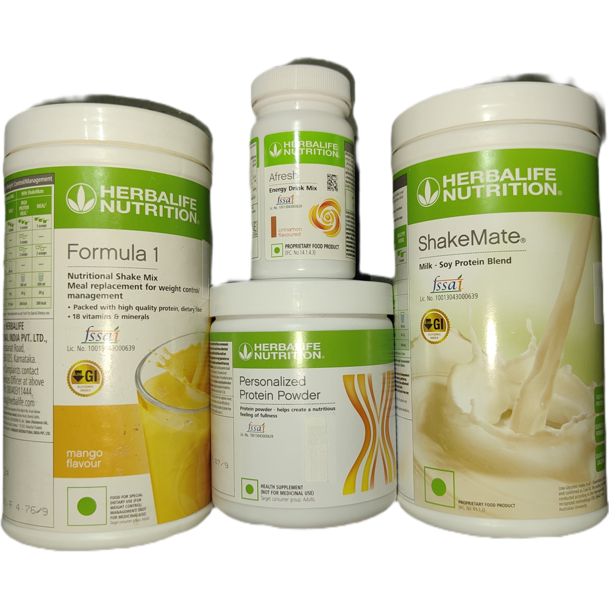 Herblife Nutrition Shake Mix Mango + Protein Powder 200 G+ Shake Mate + Afresh - Cinnamon