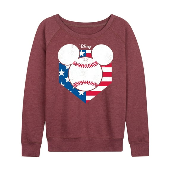 Disney - Americana - Mickey Baseball Flag Diamond - Women's Lightweight French Terry Long Sleeve Shirt