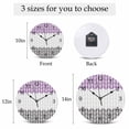 thumbnail image 6 of Wall Clock Geometric Chevron Purple Clocks PVC Silent Non-Ticking Battery Operated Decorative White Stripes Round Clock for Home Living Room Kitchen Bedroom Office School Wall Decor 14 Inch, 6 of 9