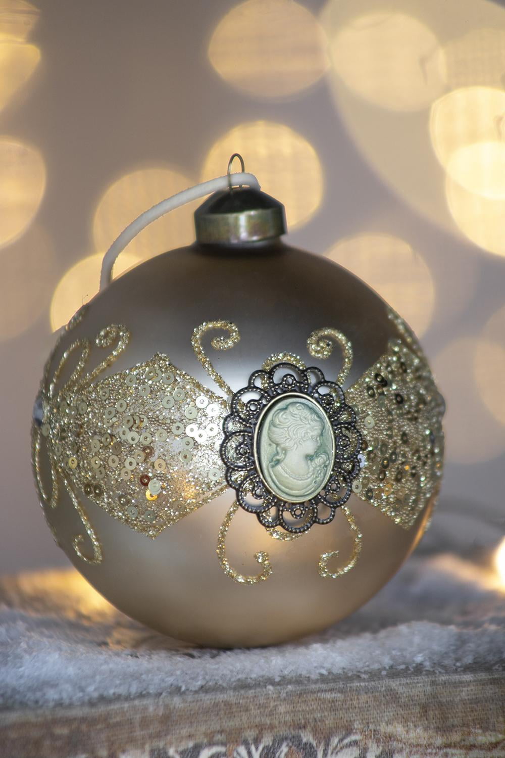 Set of 6 Glass Christmas Ball Ornaments with Glitter and Painting Design by Riccardo Tree Decor