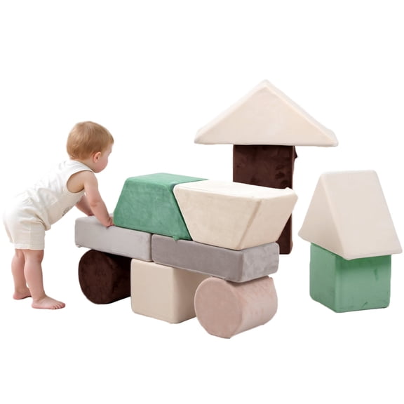 11pcs Christmas Tree Foam Blocks – Building Blocks Construction Toys for Kids, Green Soft Foam Play Set, Fun Holiday Gift Idea for Boys and Girls