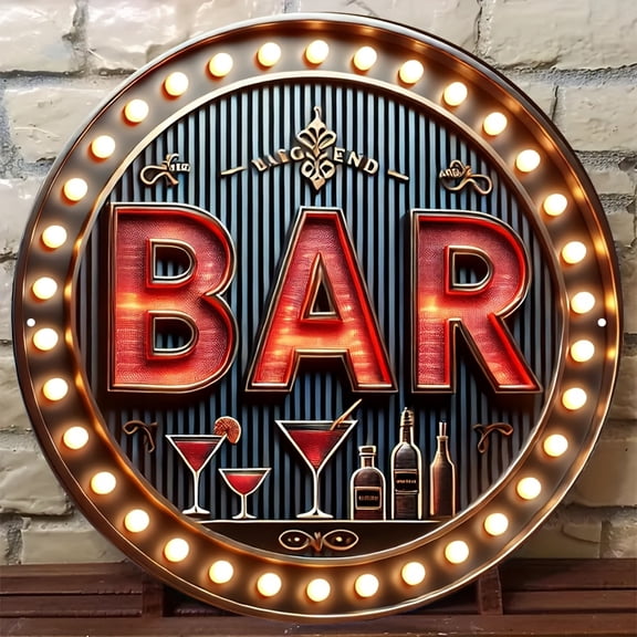 HELLOYOUNG Neon Metal LED Wall Sign 8 Inch Retro Red Gold Aluminum Plaque Pub Decor for Home Bar Man Cave