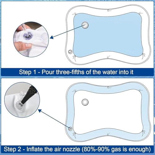 2 Pieces Upgraded Thickened Cat Water Mat,Interactive Cat Toy for Indoor Cats to Exercise, Hunting,Swatting, Anti-Scratch Leak Proof Foldable Water Sensory Play Mat with Fish for Pet Play