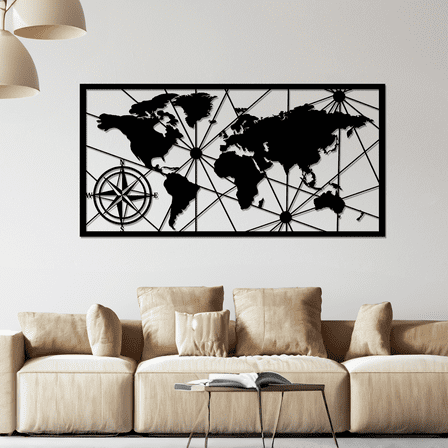 Metal Decorative World Map Wall Decor