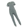 thumbnail image 2 of Conjunto de uniforme médico para mujer, duradero, con cordón ajustable, ropa de trabajo deportiva para enfermeras Gris, 2 of 9