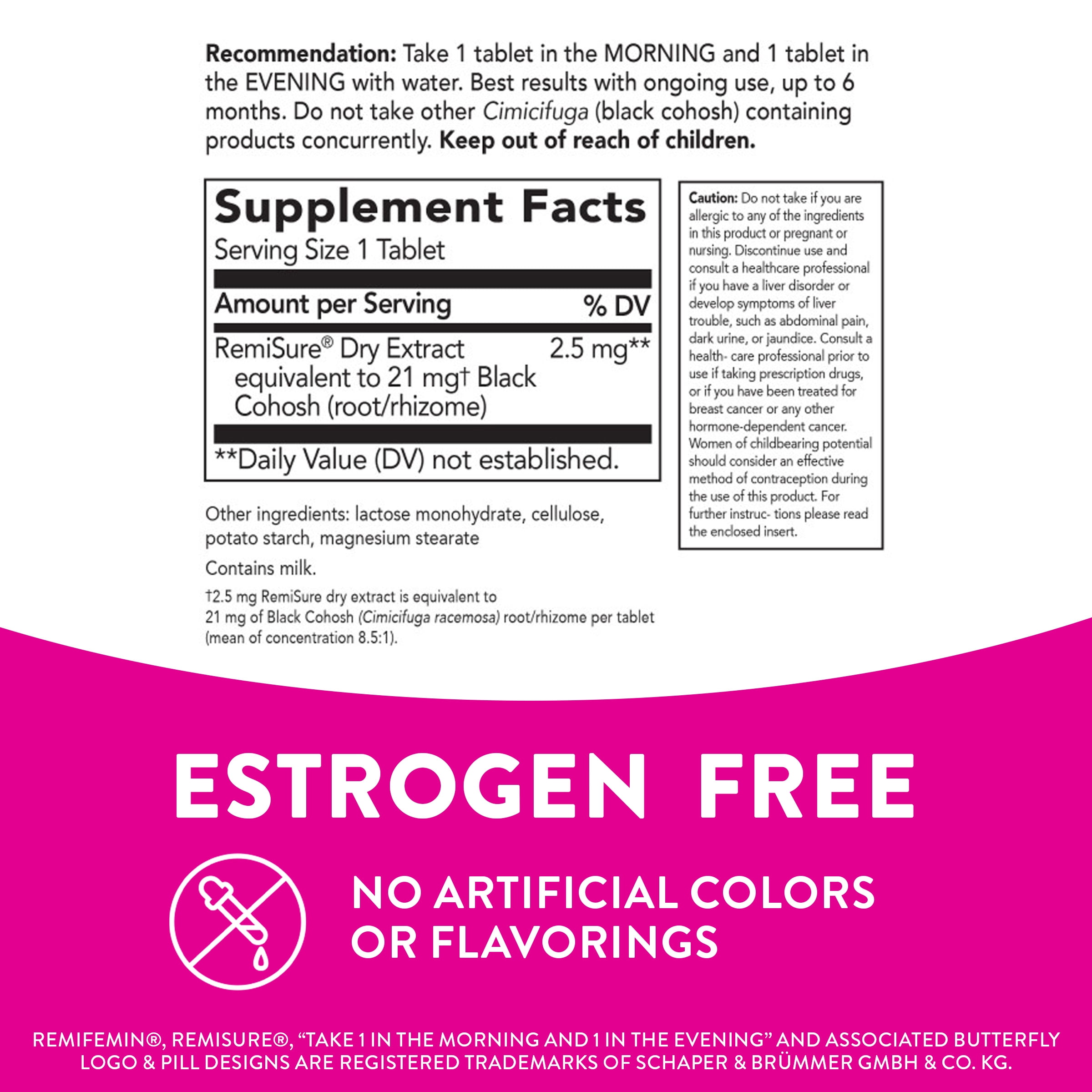 Remifemin Menopause Relief Tablets*, Estrogen-Free Supplement, 60 Count