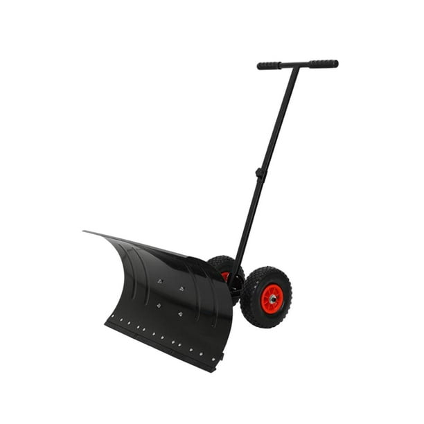 koolsoo Metal Snow Plow Shovel with Wheels Heavy Duty for Sidewalk Deck