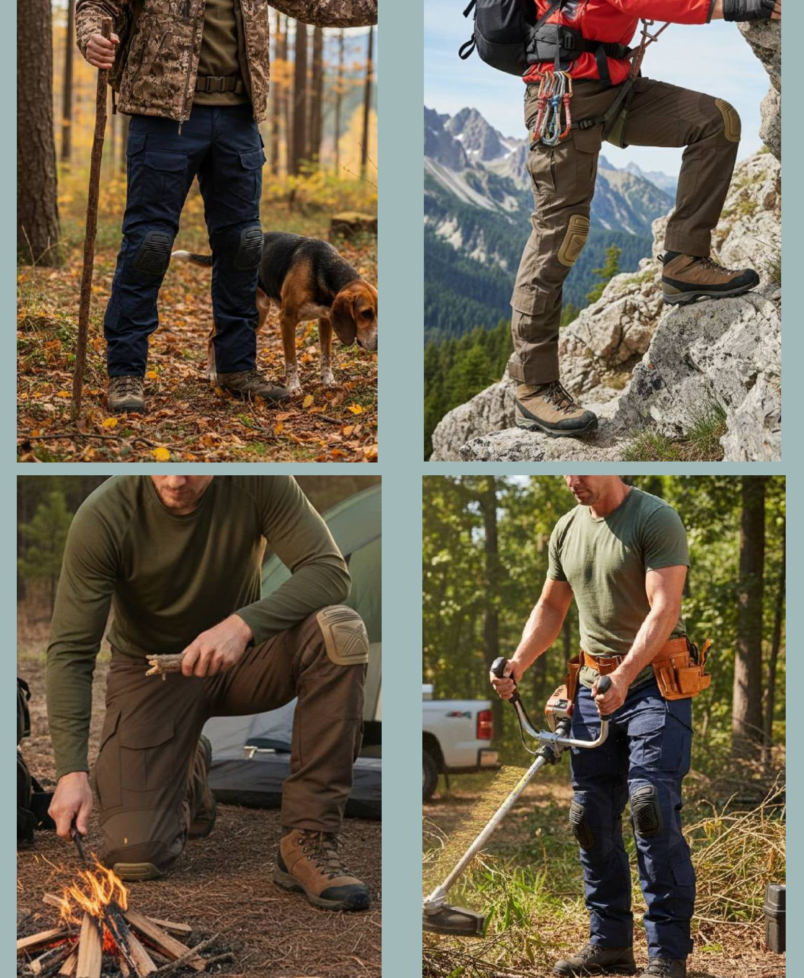 TRGPSG Men's Outdoors Work Pants with Knee Pads,Hunting Pants Waterproof Hiking Work Pants 10 Pockets (No Belt),Brown Size 38
