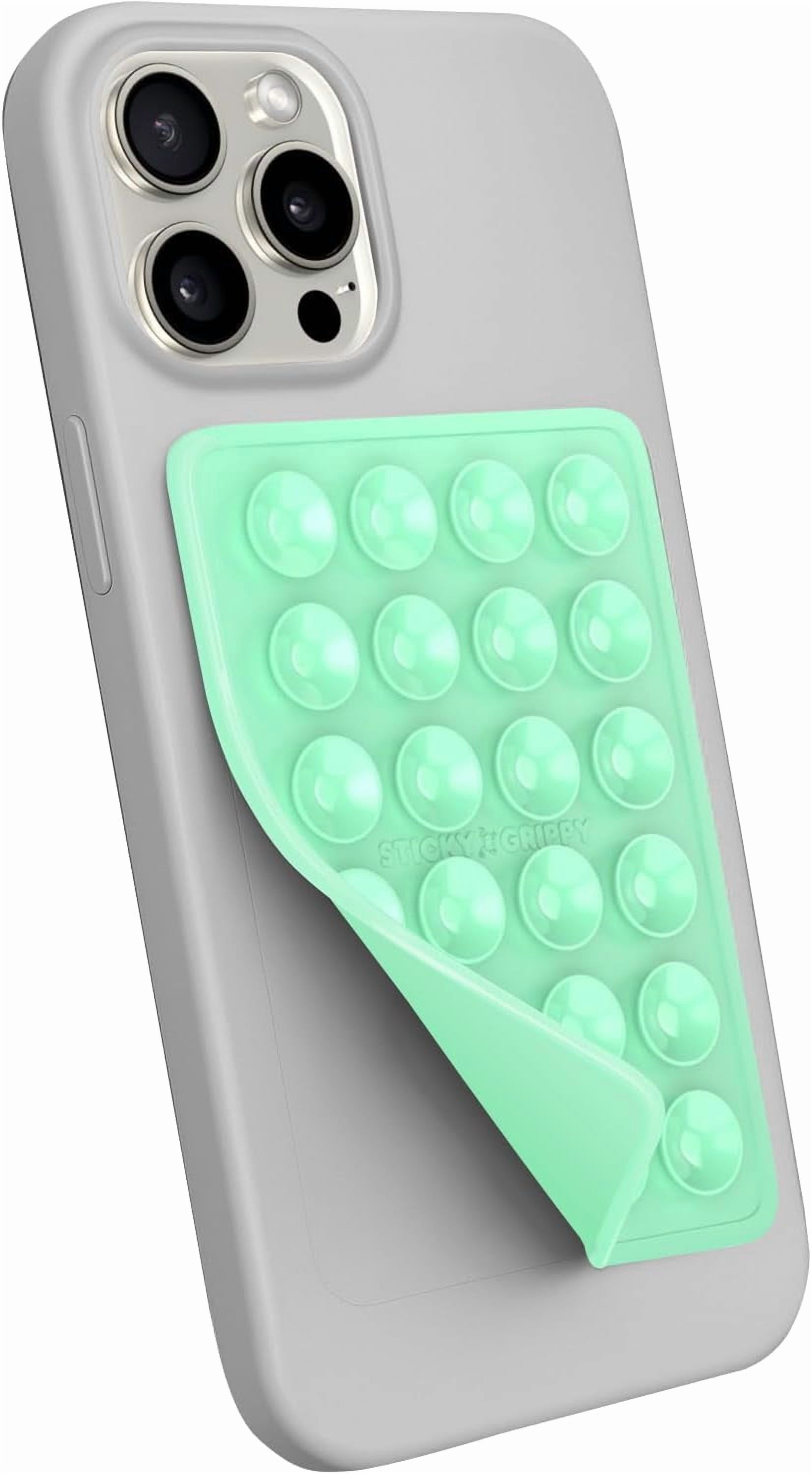 RGHJAR-Suction Phone Case Mount, Sillicon Adhesive Phone Accessory for iPhone and Android, Hands-Free Strong Grip Mirror Shower Phone Holder, Tiktok Videos and Selfies (Mint)