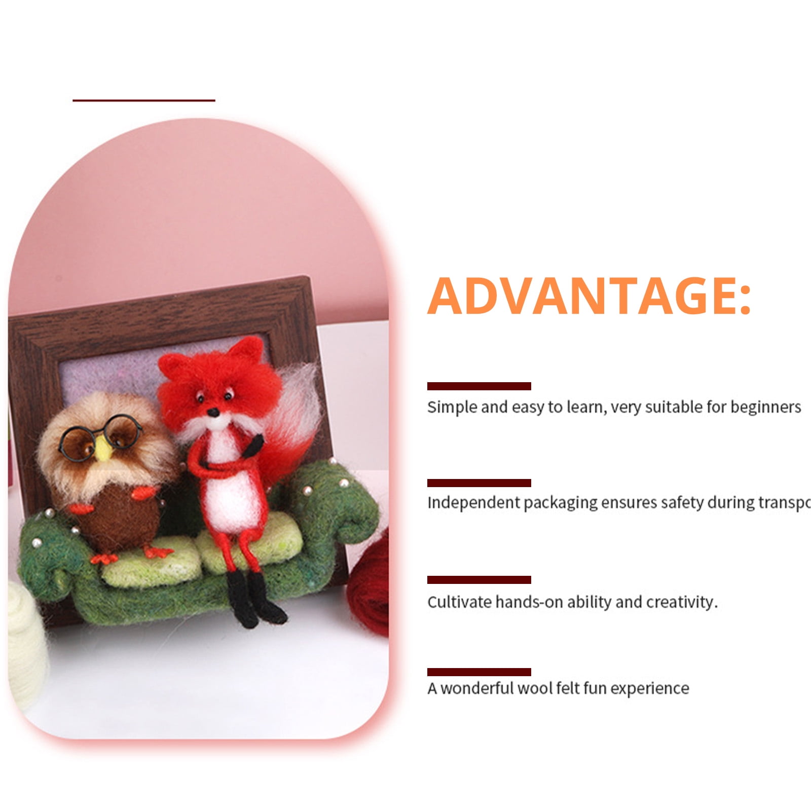 Lovely Frame Needle Felting Kits with Tool Wool Needle Felting Starter Kits Handmade Needle Felting Supplies