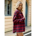 thumbnail image 6 of Womens Button Down Flannel Shirts Long Sleeve Plaid Shackets Business Casual Blouse Top Red M, 6 of 8