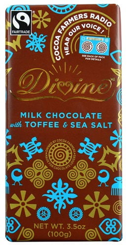 Divine Chocolate 38% Milk Chocolate Toffee & Sea Salt 3.5 oz by Divine Chocolate