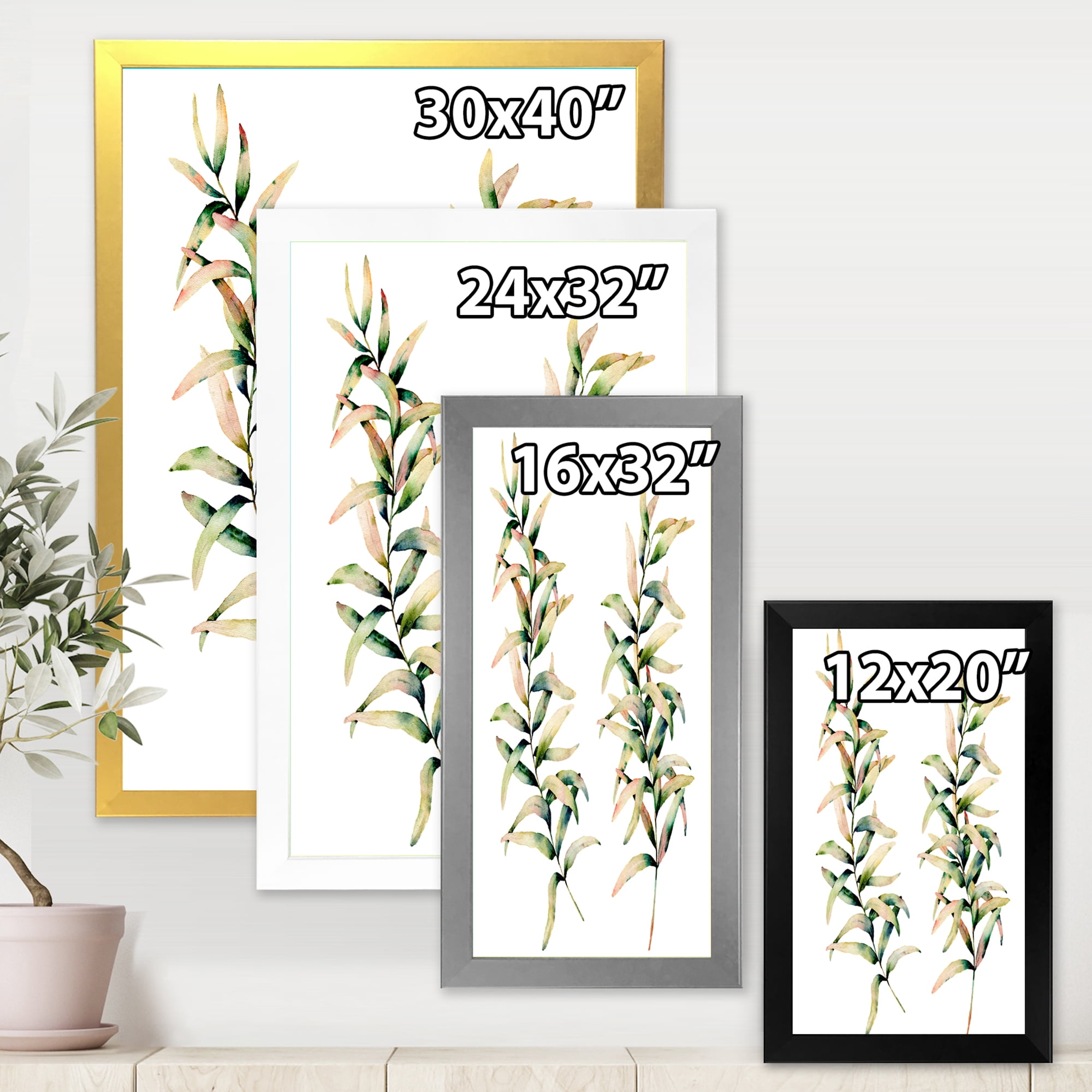 Designart 'Autumn Branches of Grass ' Traditional Framed Art Print