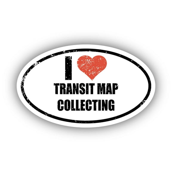 I Love Transit Map Collecting I Heart Euro Oval Sticker Vinyl 3M Decal 3 In x 5 In
