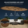 thumbnail image 4 of Garden Parasol, Double-Sided Sun Umbrella with LED Solar Lights, Patio Parasol for Outdoor, Coffee, 4 of 7