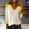 thumbnail image 4 of FAIWAD Womens Long Sleeve Tops Casual V Neck Color Block Tunic Tops Classic Going Out Blouses, 4 of 7