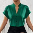 thumbnail image 3 of Women Solid Color Tops Button V Neck T-Shirts Blouse, 3 of 12