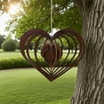 thumbnail image 5 of Heart-Shaped Wind Spinner Outdoor Decor - Durable Metal Garden Art with Spinning Design, Romantic Yard Ornament for Mom, Aunt - Ideal Mother's Day & Birthday Gift (Brown), 5 of 6