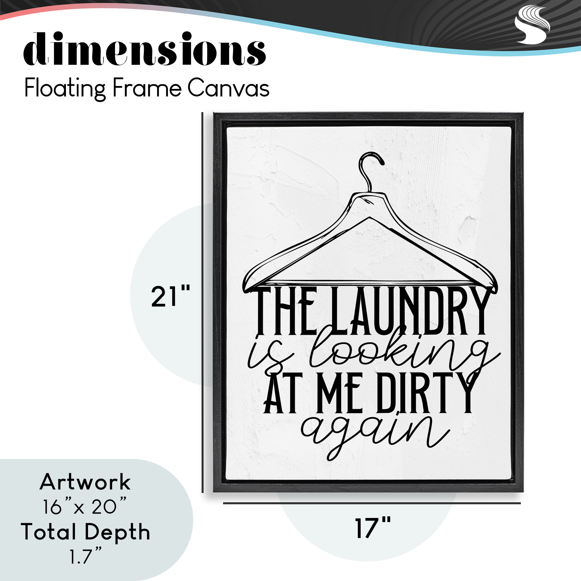 Laundry Is Looking At Me Dirty Black Framed Floater Canvas Wall Art, design by Kim Allen