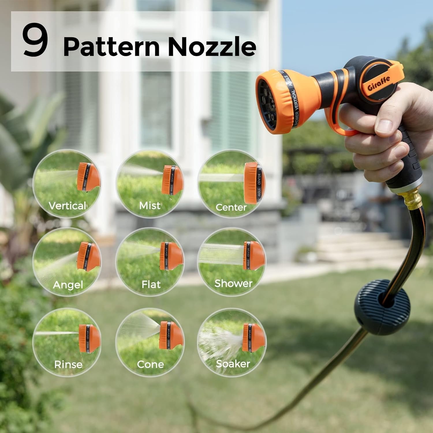 Giraffe Tools Retractable Garden Hose Reel with 14mm-100ft Water Hose, Plastic Bracket, Wall Mounted, Light Grey