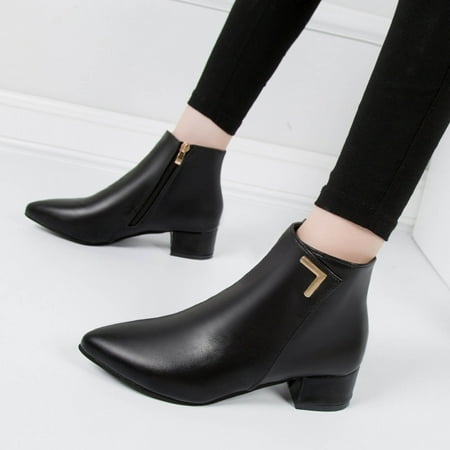 

Bnwani Women Shoes Today s Deals Low Heel Boots Ziper Solid Ankle-High Boots 35-42