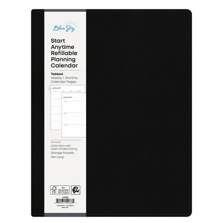 Blue Sky Perpetual Monthly Weekly Large Planner (8.5" x 11") Black January - December
