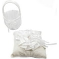 thumbnail image 1 of Modern Ring Pillow With Matching Flower Basket Wrapped in White Lace Fabric With Ribbon, 1 of 4