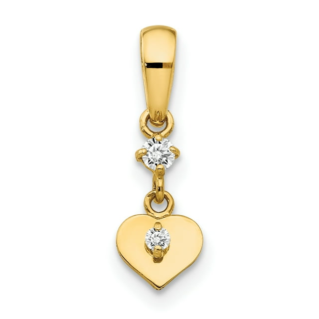 Pendentif Cœur pour Enfants en Or Jaune 14K CZ