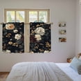 thumbnail image 4 of Vintage Black Floral Tier Curtains, Spring Seasonal Botanical Blooms Light Filtering Kitchen Curtains, 2Pcs Rod Pocket Half Window Treatments Panels for Sink Cafe Cabinet Basement 27.5x45 Inches, 4 of 9