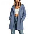 thumbnail image 3 of DISKEBUISS Women's Hooded Mid Length Coat Asymmetric Zipper Long Sleeve Jacket Casual Outerwear with Pockets for Fall Winter, 3 of 5