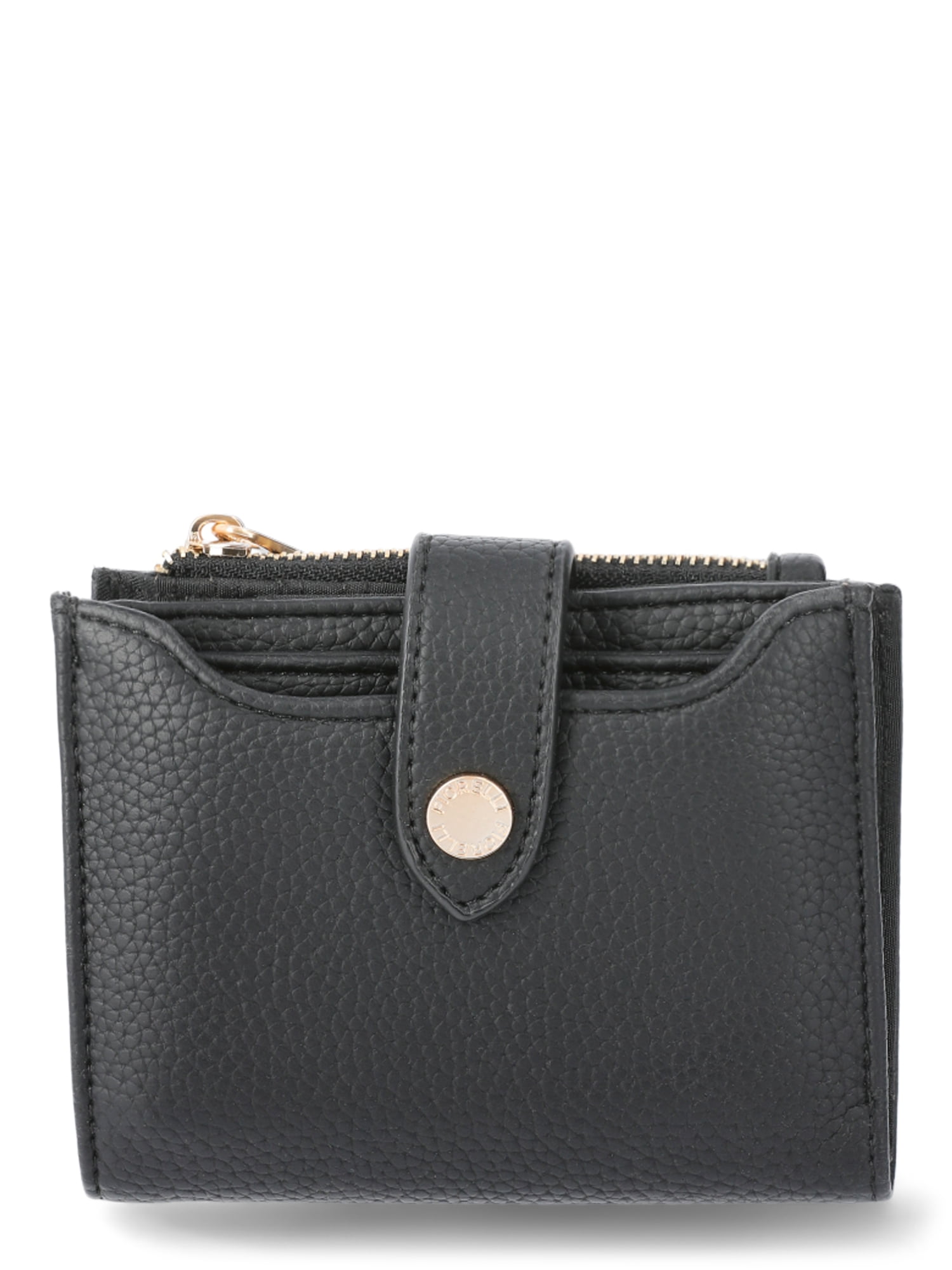 No Boundaries Women's Zip Around Turn Lock Flap Wallet Black 5x4x1