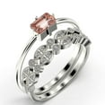 thumbnail image 3 of Beautiful Minimalist 1.70 Carat Baguette Cut Morganite And Diamond Moissanite Engagement Ring, Classic Wedding Ring in 925 Sterling Silver With 18k White Gold Plating, Trio Set, Matching Band, 3 of 4