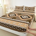 thumbnail image 3 of jejeloiu Southwestern Aztec Geometric Queen Sheet Sets,Boho Exotic Style Flat Sheet,Orange Brown Queen Fitted Sheet For Men Women,Super Cozy Room Decor,4 Pieces, 3 of 7
