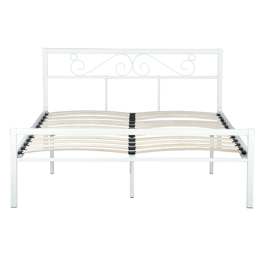 Sturdy Iron Platform Bed Frame with Headboard and Footboard, Bed Frame Queen Size Mattress